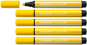 Feutre dessin STABILO Pen 68 MAX ARTY - Lot x 5 Feutres Coloriage Pointe Large - jaune citron