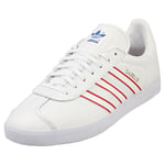 adidas Gazelle Mens White Red Casual Trainers - 10.5 UK