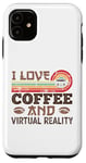 Coque pour iPhone 11 J'aime le café et la réalité virtuelle Kawaii mignon