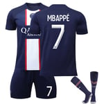 Mbappe Barn Fotboll Kits Fotbollströja Träningsdräkt 22/23 Hemma Vuxna Barn 24(130-140CM)