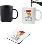 Harry Potter 'Espresso Patronum' à changement de couleur Magic Noir sensible à la chaleur Mug à café avec gratuit Citation Idéal Saint Valentin/Pâques/été/d'anniversaire/de Noël/cadeau d'anniversaire