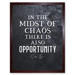 Artery8 Slate Inspiring Quote Sun Tzu Midst of Chaos There is Opportunity Art Print Framed Poster Wall Decor 12x16 inch