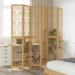 vidaXL Room Divider 6 Panels Brown Solid Wood Paulownia NEW