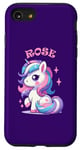 Coque pour iPhone SE (2020) / 7 / 8 Motif licorne mignon pour filles avec nom rose