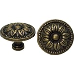 10x Boutons de Tiroir de Porte de Placard Vintage 35mm Fleur Design Laiton Poignées de d'armoires de Cuisine, Pour Commode et Armoire Meuble, Bronze