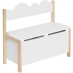 Woltu - Coffre de Rangement pour Enfants, 2 en 1 Banc et Coffre à Jouets avec Dossier, 60x25, 5x55cm, Blanc