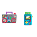 Fisher-Price Laugh & Learn Busy Boombox - UK English Edition, retro-inspired musical infant activity toy with learning content for baby and toddlers & Laugh & Learn Lil' Gamer - QE