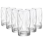 Bormioli Rocco 8x Sorgente Highball Glasses Ridged Water Tumblers 460ml Clear