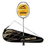 HUNDRED POWERTEK 908 Full Graphite Badminton Racket with Cover (Midnight Navy/Pink) | for Intermediate Player | Weight: 84 Gram | Maximum String Tension - 26lbs