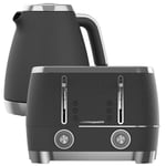 Beko Grey & Chrome Cosmopolis Dome Kettle & 4 Slice Toaster Set