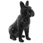 DRW Figurine d'un Chien Assis en céramique Noire Brillante 26 x 14 x 33 cm