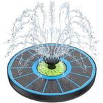 SZMP Fontaine Solaire Extérieur, 3.5W Flottante Pompe Bassin Solaire, 2024 Fontaine Solaire Verre avec 7 Buses & 4 Tiges Fixes pour Bain d'oiseaux Aquarium Jardin Fontaine (Bleu)