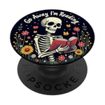 Go Away I'm Reading Squelette Livre de lecture drôle PopSockets PopGrip Adhésif