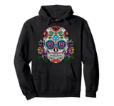 Sugar Skull Flowers Day of the Dead Dia Muertos Tea Gift Pullover Hoodie