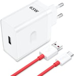 65w Chargeur Rapide Pour Oneplus 12r Nord 2t 10 Pro,Supervooc Oneplus Chargeur Secteur Avec Câble Usb C 1m Pour Oneplus 11 Nord Ce 4 Lite Nord 4 N200 N300 N20 N10 9 Pro 9 8t 8 Pro [Cdq090218]