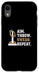 Coque pour iPhone XR Aim Throw Swear Repeat Quoit Jeux pour les amateurs de lancer d'anneaux