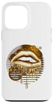 iPhone 13 Pro Max Gold Dripping Biting Lips Faux Lipstick Effect 80s Gift Case