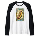 Vintage Hot Dog Tarot Card Sausage Retro BBQ Grill Sandwich Raglan Baseball Tee