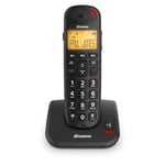 Binatone 3805 Big Button Speakeasy Cordless Single Dect Phone, Hearing Aid Compatible, Up to 10hrs Talk Time, 20 Names Phonebook, Black