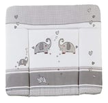 roba Matelas à Langer Nettoyable 85 x 75 cm Jumbotwins - Bords Rehaussés - pour Table à Langer - Sans Phtalate - Motif Éléphants - Gris / Rouge