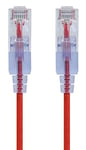 Monoprice - 116314 SlimRun Câble de raccordement Ethernet Cat6A - Fil de cuivre nu RJ45 UTP sans accroc 10 G 30 AWG 0,3 m rouge - Lot de 10