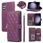 ELISORLI Wallet Case for Samsung Galaxy A13 4G/5G with Detachable Wrist Strap,Shoulder Strap,9+ Card Slots Zipper Purse,Luxury PU Leather Phone Cover for A04s M13 G5 A 13 LTE 13A 2022 Girls Wine Red