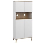 HOMCOM Buffet de Cuisine Armoire de Cuisine 2 placards avec Porte étagères réglables Niche Centrale 2 Passe-câbles - 80 x 40 x 178 cm Blanc