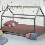 Lit cabane enfant 90 x 190 cm neel gris avec sommier