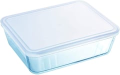 Pyrex Rectangular Glass Dish With Plastic Lid, 2.6L Preparing Meals In Advance