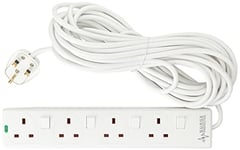 PRO ELEC PELB1942 4 Gang Switched Surge Protected Extension Lead White, 10m