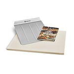 Pierre à pizza rectangulaire en cordiérite avec pelle à pizza en acier inox, pour la préparation du pain, de la tarte flambée et de la pizza, pierre réfractaire pour le barbecue - 45 x 34 x 1,5 cm