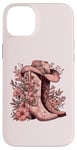 Coque pour iPhone 14 Plus Bohème Aquarelle Cowgirl Bottes Chapeau Floral Bottes Western Bottes