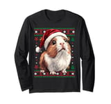 Guinea Pig Santa Hat Ugly Christmas Holiday Guinea Pig Lover Long Sleeve T-Shirt