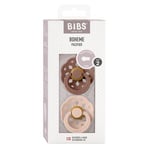 BIBS Pacifier Boheme 2 PACK Latex Size 2 Woodchuck/Blush Nappar 2 st