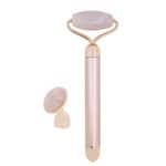 SUN&SIA - Masseur Visage Electrique Quartz Rose - Pierre Naturelle et Micro-Vibration - Raffermit la Peau - D 2,5 x L 16 cm