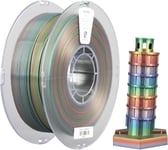 Filament PLA Silk 1,75mm , Six Couleurs Arc-en-ciel Dégradées, Finition Soie, Filament D'impression 3D Amélioré, Précision Dimensionnelle +/- 0,03mm, Bobines de 1kg (2,2lbs), Rainbow2