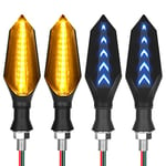 URAQT Clignotant Moto LED, 4 Pièces 12V Étanche Clignotant Universel Clignotant Moto, Double Sided Light Amber Plus DRL Blue, LED Clignotants Lumières pour Moto Scooter Quad Cruiser Off Road (Noir)