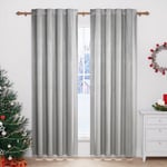 WOLTU 2 x Rideaux Occultants Rideau Opaque avec Ruban Transparent en Velours Thermiques Isolants pour Chambre Salon, Gris Clair 140x245 cm