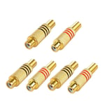 RCA Connector Plug,6-Pack RCA Female Plug Screws Audio Video In-Line Jack A G7Y3