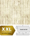 Papier peint aspect bois EDEM 81108BR07 papier peint gaufré à chaud avec dos intissé légèrement texturé au style shabby chic mat crème beige brun 10,65 m2