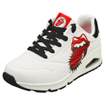 Skechers Uno X The Rolling Stones Womens White Black Fashion Trainers - 8 UK