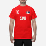 Serbiens  landslag t-shirt i röd med SRB & 10 fotboll euro24 L