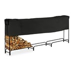 Relaxdays Grand Rangement pour bûches, en Acier, bâche Incluse, 122 x 370 x 38,5 cm, Jardin, Cour, extérieur, Noir