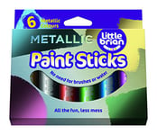 Little Brian Paint Sticks - Metallic Paint Sticks, 6 Pack Paint Sticks, Kids Paint Pens Twist Up & Down, Mess-Free Painting, Easy-to-Use Paint Sticks, Easy Clean Up