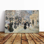 Big Box Art Canvas Print Wall Art Jean-Francois Raffaelli The Boulevard | Mounted & Stretched Box Frame Picture | Home Decor for Kitchen, Living Room, Bedroom, Hallway, Multi-Colour, 20x14 Inch