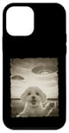 Coque pour iPhone 12 mini Caniche maltais selfie vieux téléphone photo drôle observation OVNI