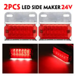 YDL 2pcs 24V 15 LED Marqueur Latéral Lights Voiture Lumières Externes Squarde Avertissement Avertissement Lampe De Feu Arrière Lampes De La Remorque Automatique Camion Camion Camion Rouge Rouge