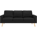 Canapé Fixe 3 places - Style scandinave Lexlife Tissu Noir - l 184 x p 76 x h 82,5 cm