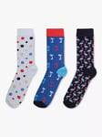 Happy Socks Summer Vibes Socks, Pack of 3, Navy