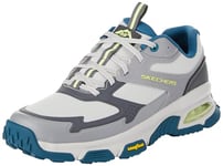 Skechers Men's Skech-AIR Sleek Envoy Trainers, Gray Leather/Synthetic/Textile/Aqua Trim, 13 UK